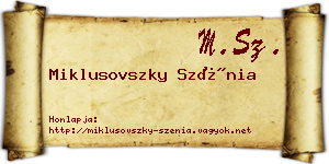 Miklusovszky Szénia névjegykártya